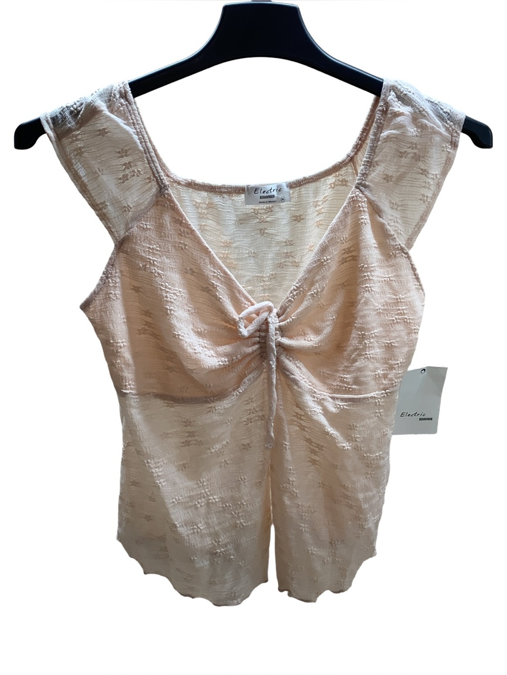 Electric Behaviour Size XL Women's Peach Lace-Textured Top. New